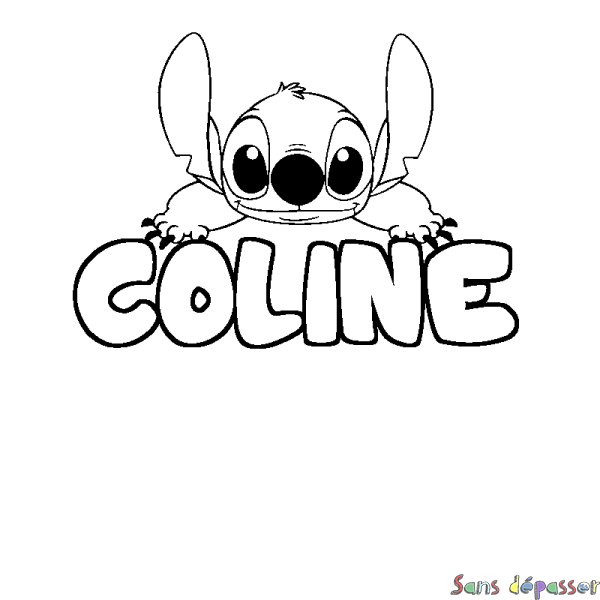 Coloriage prénom COLINE - d&eacute;cor Stitch