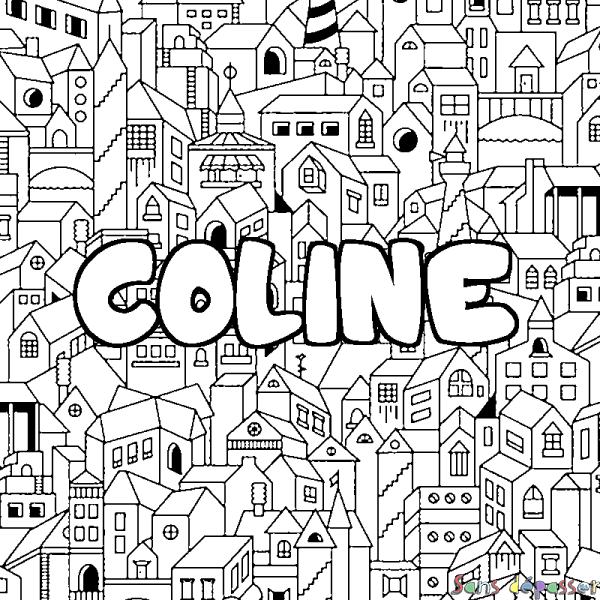 Coloriage prénom COLINE - d&eacute;cor Ville