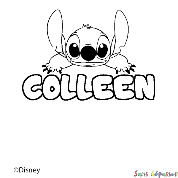 Coloriage pr&eacute;nom COLLEEN - d&eacute;cor Stitch