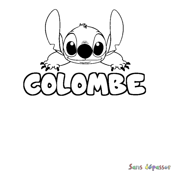 Coloriage prénom COLOMBE - d&eacute;cor Stitch