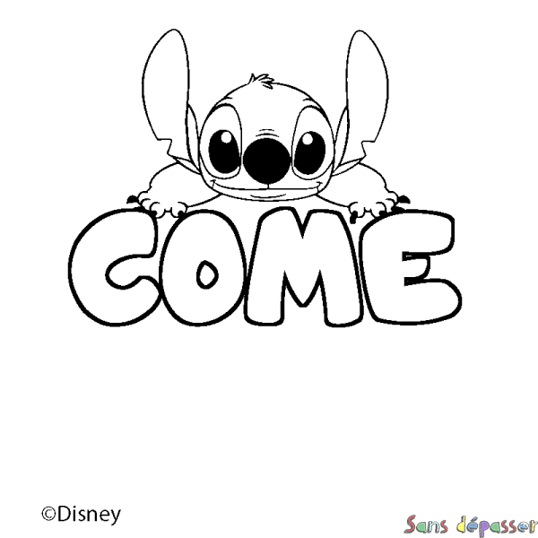 Coloriage pr&eacute;nom COME - d&eacute;cor Stitch