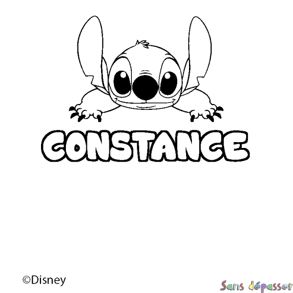 Coloriage pr&eacute;nom CONSTANCE - d&eacute;cor Stitch