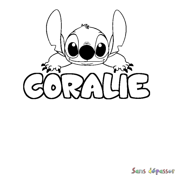 Coloriage prénom CORALIE - d&eacute;cor Stitch