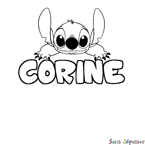 Coloriage prénom CORINE - d&eacute;cor Stitch
