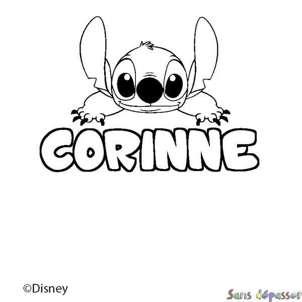 Coloriage pr&eacute;nom CORINNE - d&eacute;cor Stitch