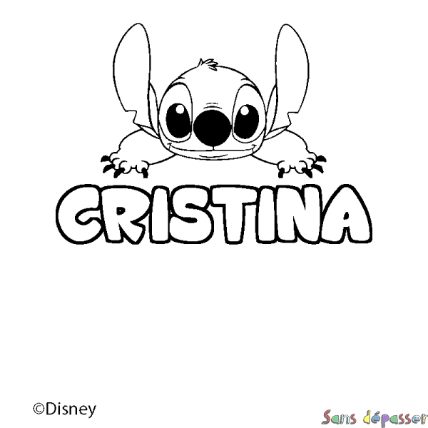 Coloriage pr&eacute;nom CRISTINA - d&eacute;cor Stitch
