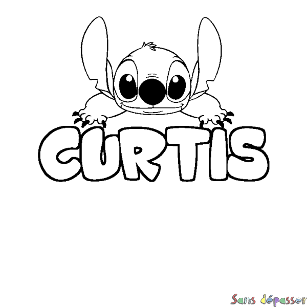 Coloriage prénom CURTIS - d&eacute;cor Stitch