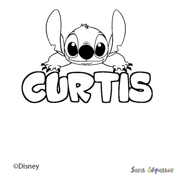 Coloriage pr&eacute;nom CURTIS - d&eacute;cor Stitch
