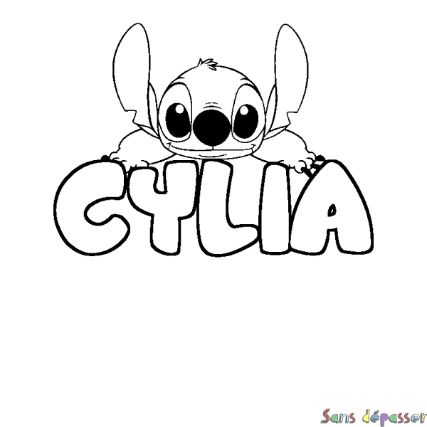 Coloriage prénom CYLIA - d&eacute;cor Stitch