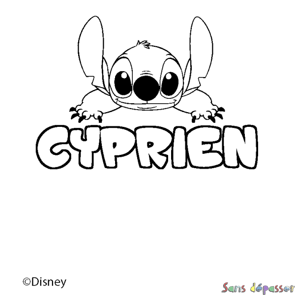 Coloriage pr&eacute;nom CYPRIEN - d&eacute;cor Stitch