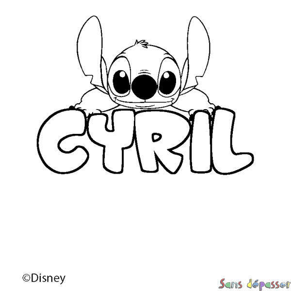 Coloriage pr&eacute;nom CYRIL - d&eacute;cor Stitch