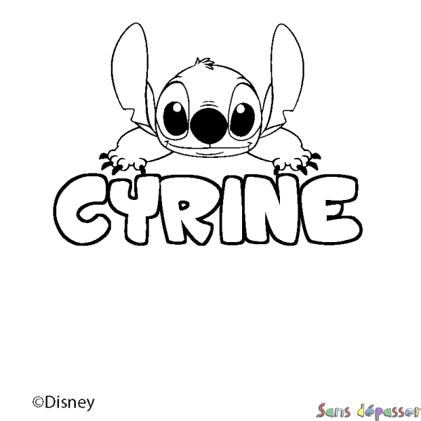 Coloriage pr&eacute;nom CYRINE - d&eacute;cor Stitch