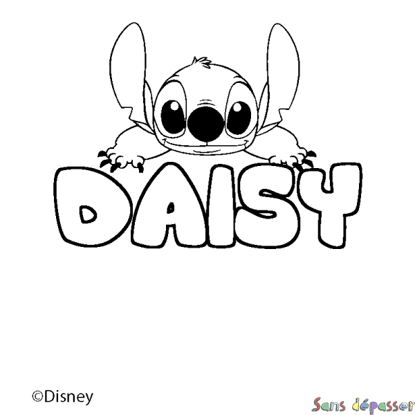 Coloriage pr&eacute;nom DAISY - d&eacute;cor Stitch
