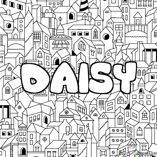 Coloriage prénom DAISY - d&eacute;cor Ville