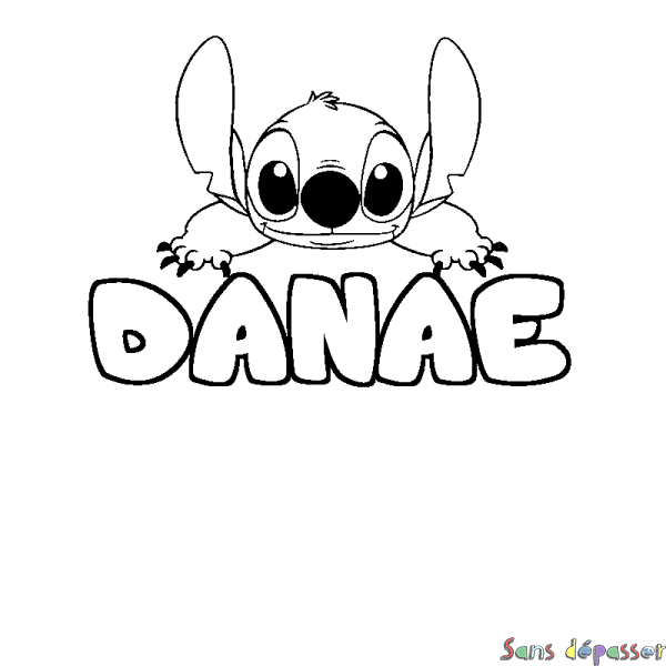 Coloriage prénom DANAE - d&eacute;cor Stitch