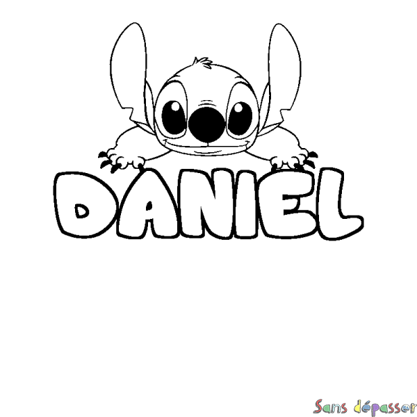 Coloriage prénom DANIEL - d&eacute;cor Stitch