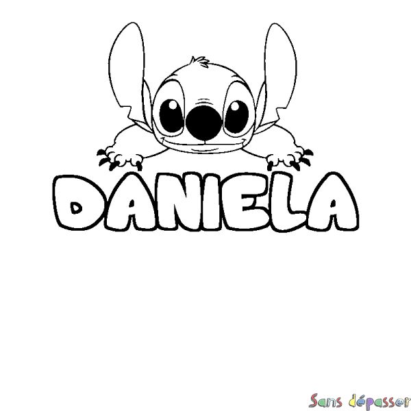 Coloriage prénom DANIELA - d&eacute;cor Stitch