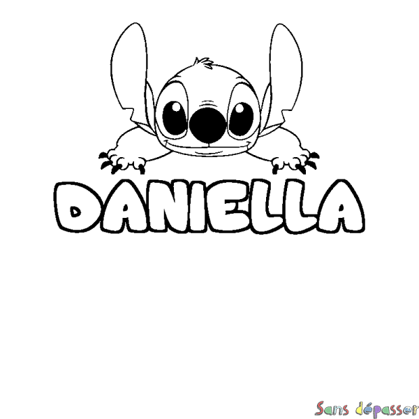 Coloriage prénom DANIELLA - d&eacute;cor Stitch