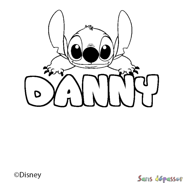 Coloriage pr&eacute;nom DANNY - d&eacute;cor Stitch