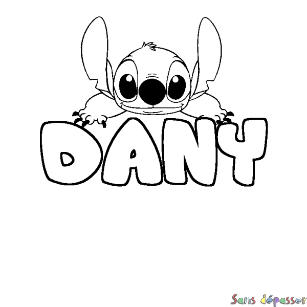 Coloriage prénom DANY - d&eacute;cor Stitch