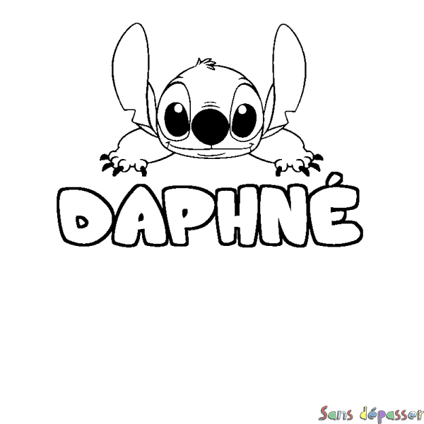 Coloriage prénom DAPHN&Eacute; - d&eacute;cor Stitch