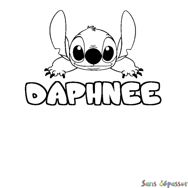 Coloriage prénom DAPHNEE - d&eacute;cor Stitch