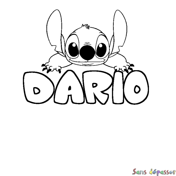 Coloriage prénom DARIO - d&eacute;cor Stitch