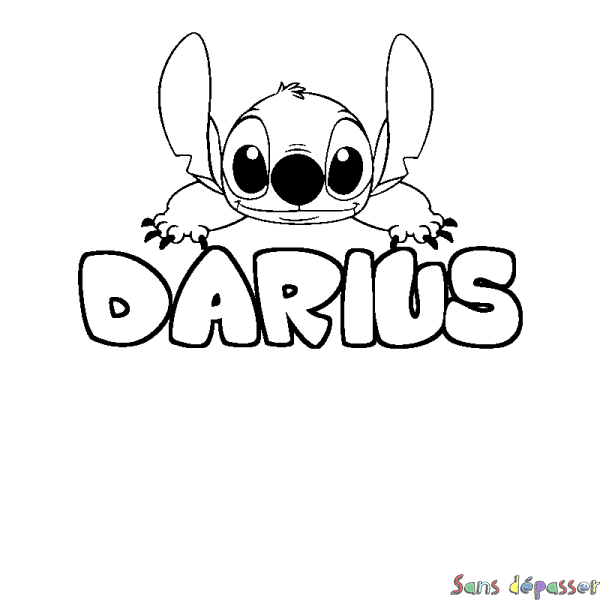 Coloriage prénom DARIUS - d&eacute;cor Stitch