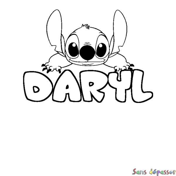 Coloriage prénom DARYL - d&eacute;cor Stitch
