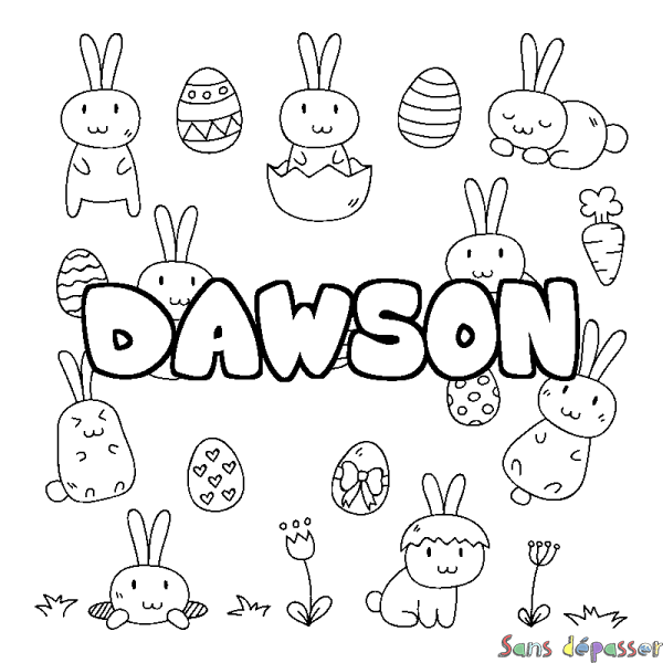 Coloriage prénom DAWSON - d&eacute;cor Paques
