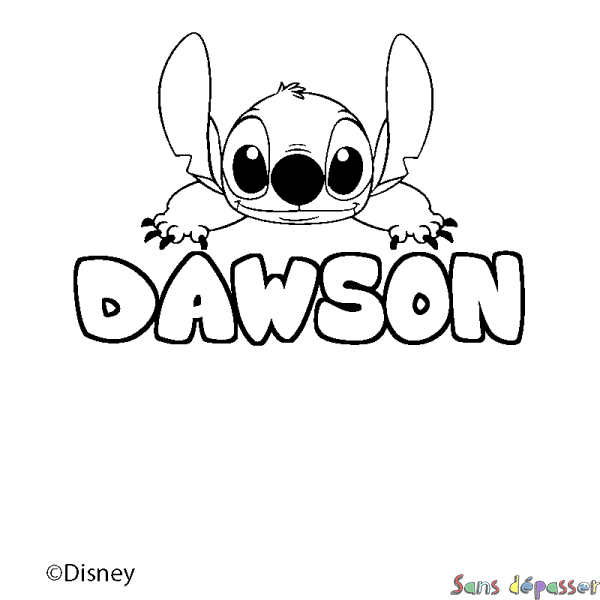 Coloriage pr&eacute;nom DAWSON - d&eacute;cor Stitch