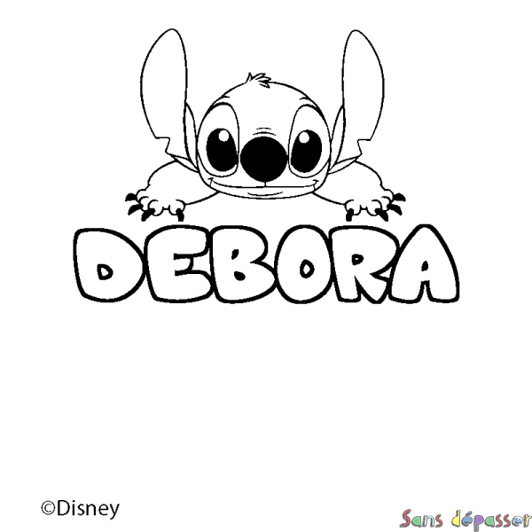 Coloriage pr&eacute;nom DEBORA - d&eacute;cor Stitch