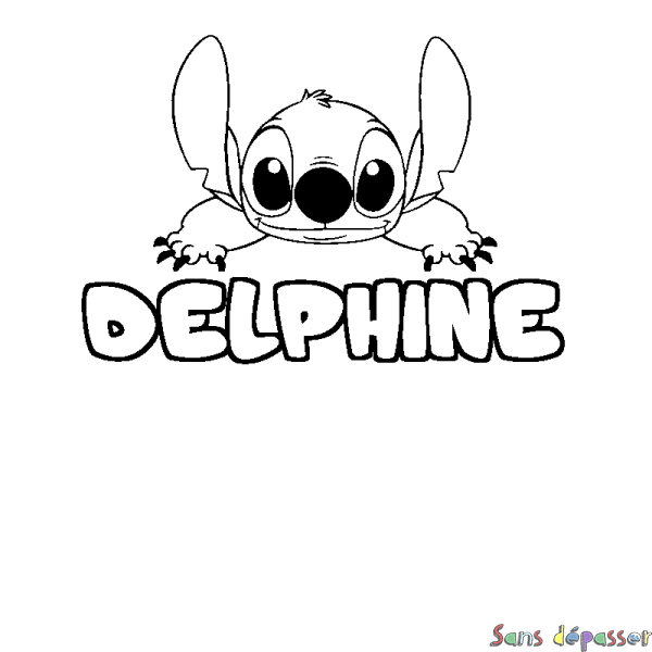 Coloriage prénom DELPHINE - d&eacute;cor Stitch