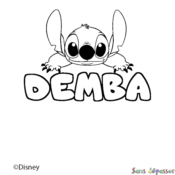 Coloriage pr&eacute;nom DEMBA - d&eacute;cor Stitch