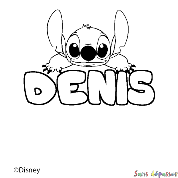 Coloriage pr&eacute;nom DENIS - d&eacute;cor Stitch