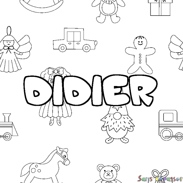 Coloriage pr&eacute;nom DIDIER - d&eacute;cor Jouets