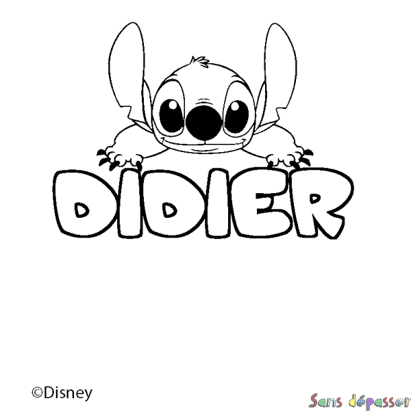 Coloriage pr&eacute;nom DIDIER - d&eacute;cor Stitch
