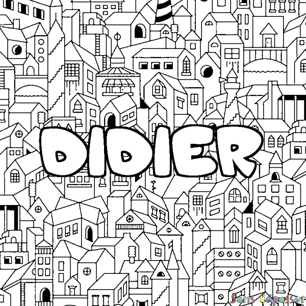 Coloriage pr&eacute;nom DIDIER - d&eacute;cor Ville