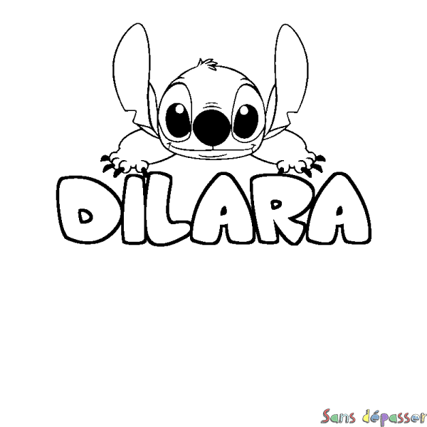 Coloriage prénom DILARA - d&eacute;cor Stitch