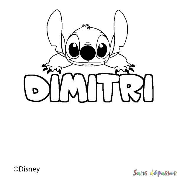 Coloriage pr&eacute;nom DIMITRI - d&eacute;cor Stitch