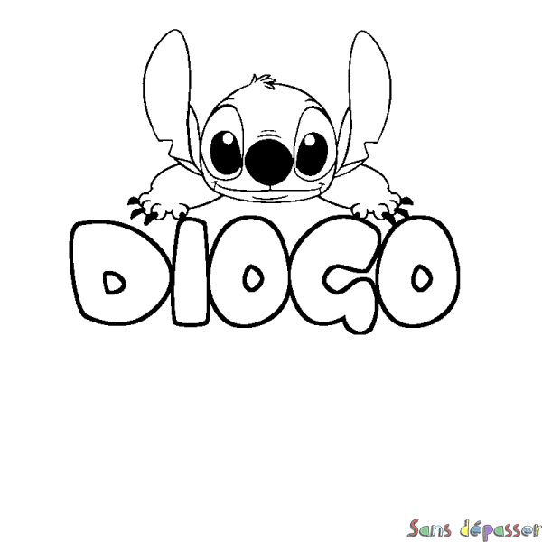 Coloriage prénom DIOGO - d&eacute;cor Stitch