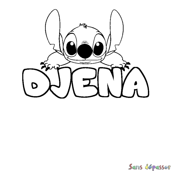 Coloriage prénom DJENA - d&eacute;cor Stitch