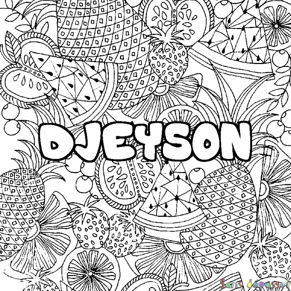 Coloriage prénom DJEYSON - d&eacute;cor Mandala fruits