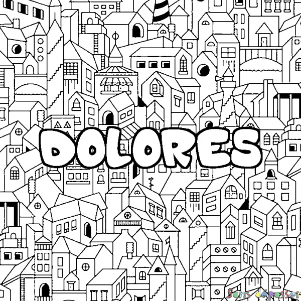 Coloriage prénom DOLORES - d&eacute;cor Ville