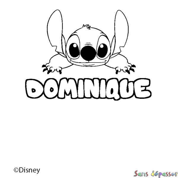 Coloriage pr&eacute;nom DOMINIQUE - d&eacute;cor Stitch