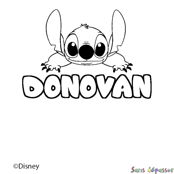 Coloriage pr&eacute;nom DONOVAN - d&eacute;cor Stitch