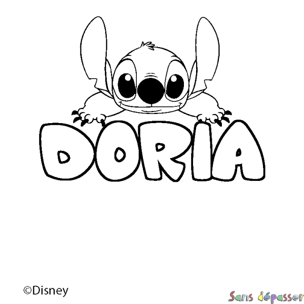 Coloriage pr&eacute;nom DORIA - d&eacute;cor Stitch