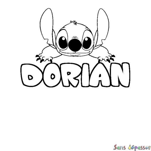Coloriage prénom DORIAN - d&eacute;cor Stitch