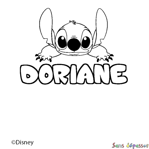 Coloriage pr&eacute;nom DORIANE - d&eacute;cor Stitch