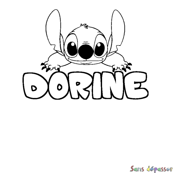 Coloriage prénom DORINE - d&eacute;cor Stitch